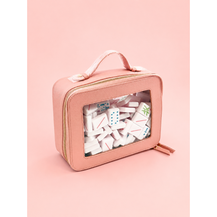 Pink Mahjong Tile Storage Bag