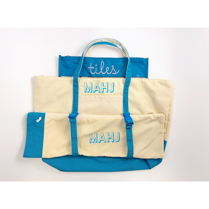 Blue Mahjong Tote Bag Set