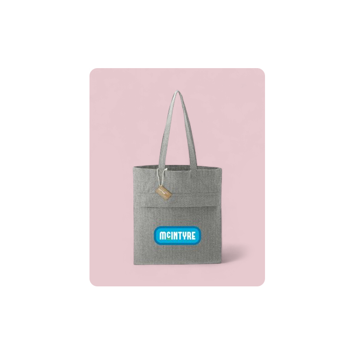 Recycled Cotton Herringbone Tote w/Zip Pocket