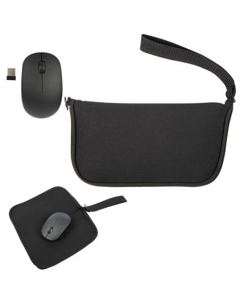 Wireless Mouse With Mousepad Carrying Case BLACK
