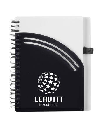 Rainbow Spiral Notebook With Pen BLACK WITH WHITE